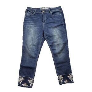 Hydraulic Nolita Ankle Skinny Jeans Size 14 Dark Wash Embellished Hem